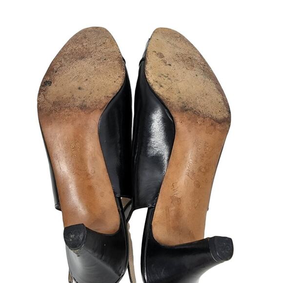 Salvatore Ferragamo Leather Semi Pointed Toe Slingback Heels Size 7.5 Narrow - Picture 2 of 7